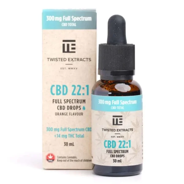 Twisted Extracts 300 mg di gocce di CBD arancione a spettro completo 22:1